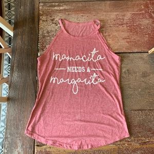 “Mamacita needs a margarita” pink-heathered women’s tank top medium